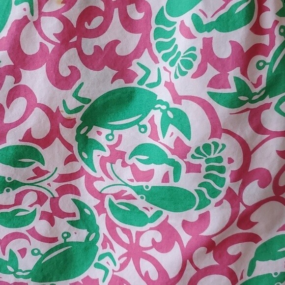 LL BEAN LOBSTER PINK GREEN COTTON SKIRT SIZE 8 PREPPY BRIGHT SUMMER BEACHY - Picture 2 of 9